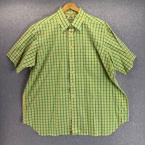 Maus & Hoffman Mens XXL Green‎ Yellow Gingham Short Sleeve Cotton Shirt Buttoned